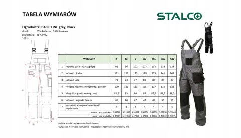 Spodnie ogrodniczki BASIC LINE czarny "XL" S-51034