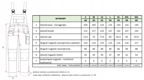 Spodnie ogrodniczki robocze ALLROUND "M" S-44443