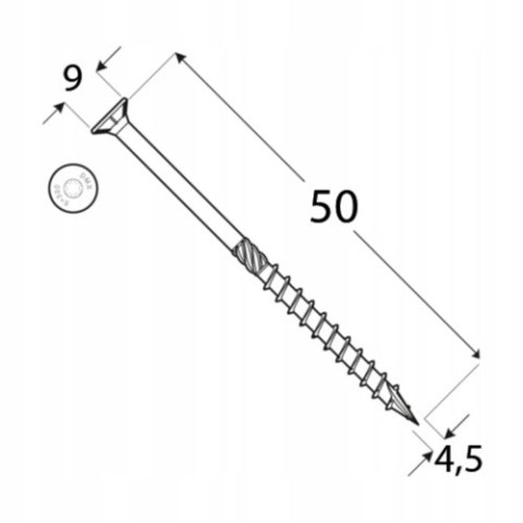 Wkręty Stożkowe Do Drewna CS 4,5x50 DMX (200szt)